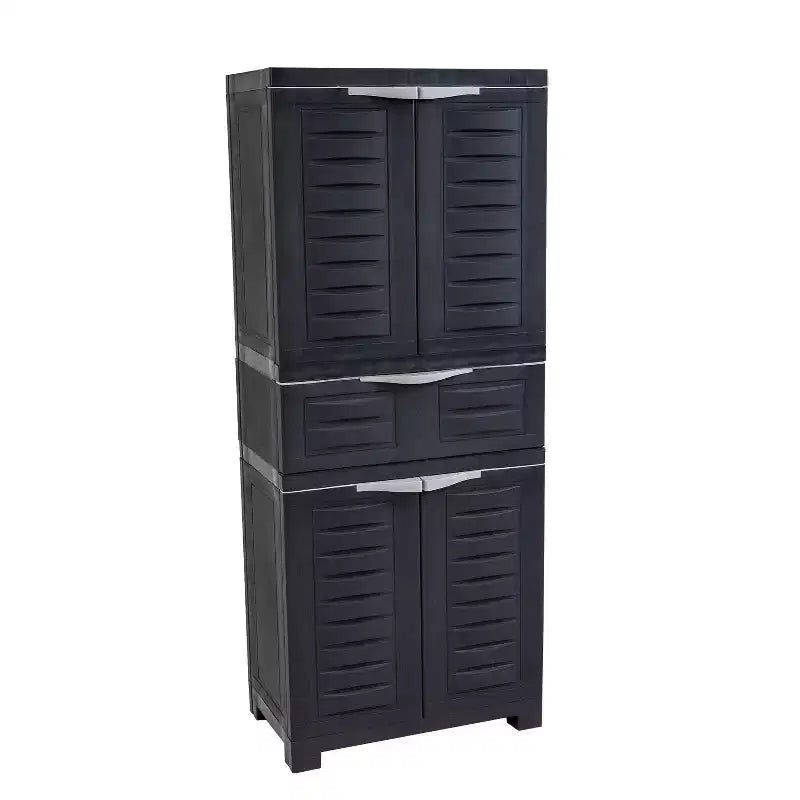 Armoire de rangement en plastique avec 2 étagères réglables et 1 tiroir