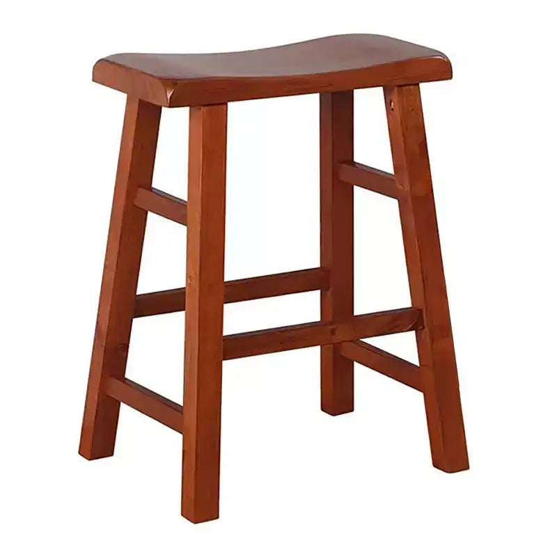 Tabourets de bar robustes en bois massif avec assise en forme de selle, hauteur de comptoir de cuisine, 24 pouces, lot de 2