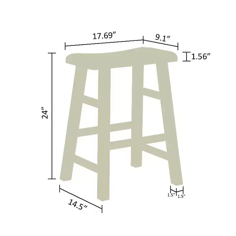 Tabourets de bar robustes en bois massif avec assise en forme de selle, hauteur de comptoir de cuisine, 24 pouces, lot de 2