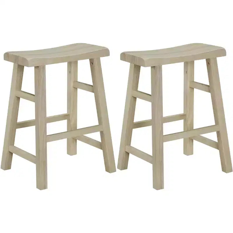 Robuste Barhocker aus Massivholz mit Sattelsitz, für Küchenarbeitsplatten, 24 Inches, 2er-Set