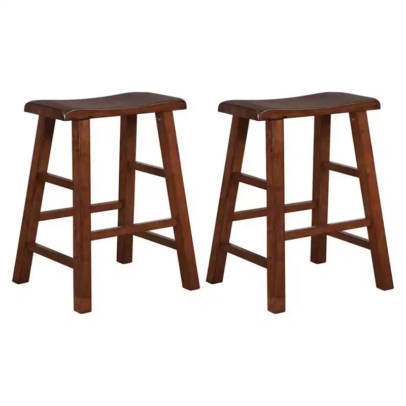 Robuste Barhocker aus Massivholz mit Sattelsitz, für Küchenarbeitsplatten, 24 Inches, 2er-Set