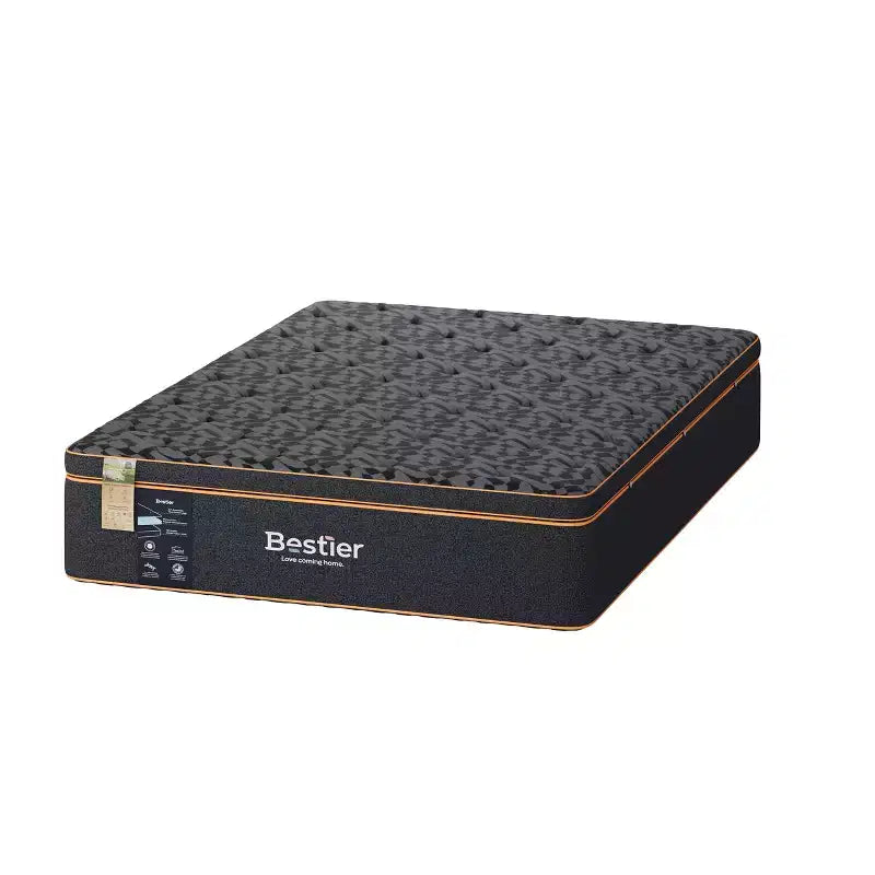 Matelas California King de 14 pouces - édition noire - avec mousse à mémoire de forme infusée de gel rafraîchissant et laine biologique, associé à des ressorts de soutien lombaire pour un confort exceptionnel.