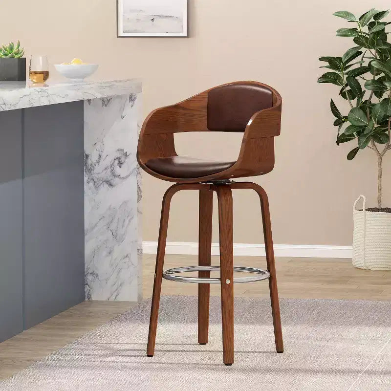 Tabouret de bar/chaise de salle à manger/tabouret haut de cuisine pivotant à 360 degrés (noir et marron)