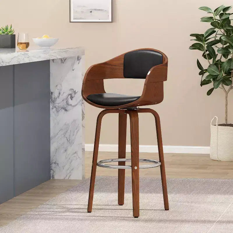 Tabouret de bar/chaise de salle à manger/tabouret haut de cuisine pivotant à 360 degrés (noir et marron)