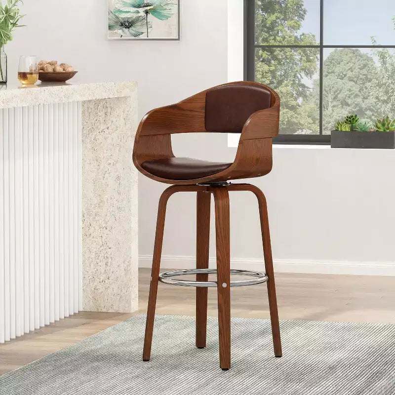 Um 360 Grad drehbarer Barhocker/Esszimmerstuhl/hoher Küchenhocker (Schwarz & Braun)