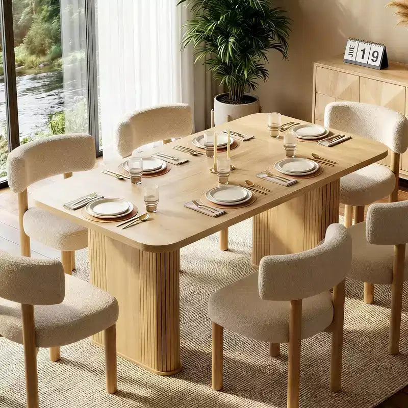 Table de salle à manger de 63 pouces pour 6 à 8 personnes, table de cuisine de style campagnard avec grand plateau, table rectangulaire pour la salle à manger, le salon ou la cuisine