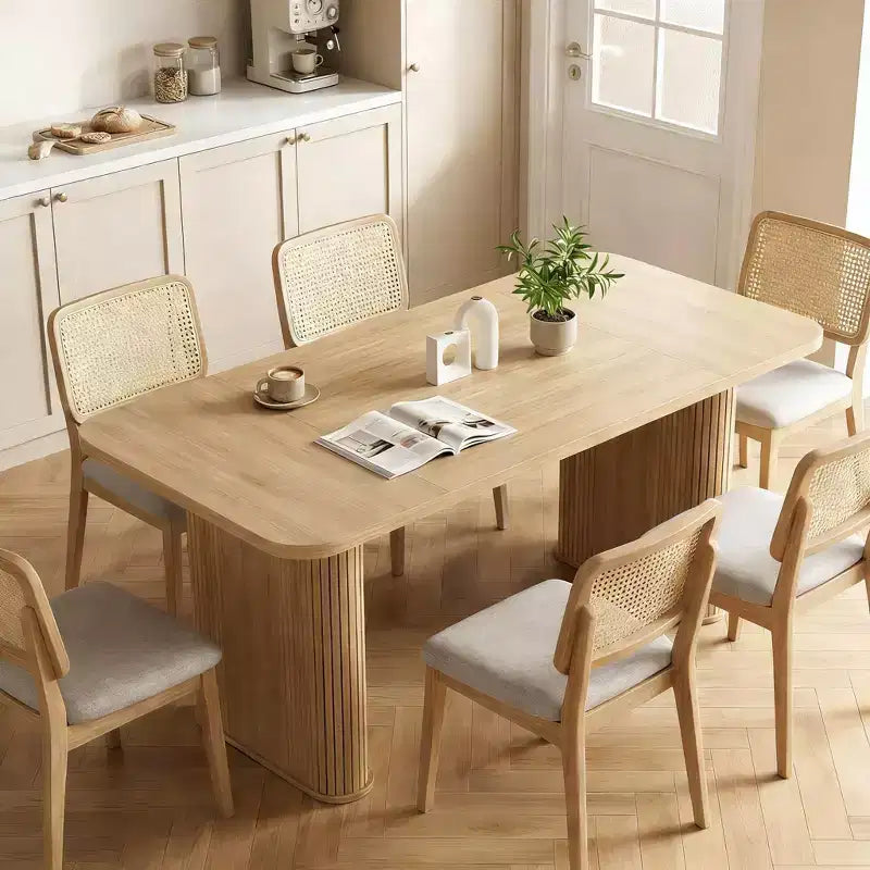 Table de salle à manger de 63 pouces pour 6 à 8 personnes, table de cuisine de style campagnard avec grand plateau, table rectangulaire pour la salle à manger, le salon ou la cuisine