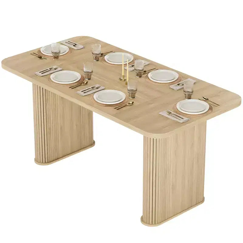 Table de salle à manger de 63 pouces pour 6 à 8 personnes, table de cuisine de style campagnard avec grand plateau, table rectangulaire pour la salle à manger, le salon ou la cuisine