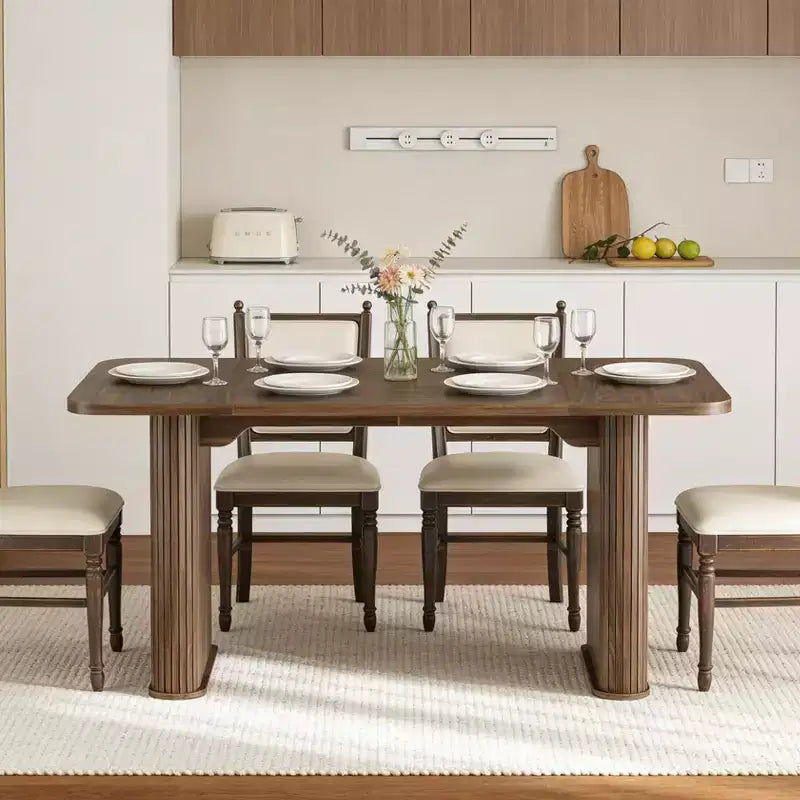 Table de salle à manger de 63 pouces pour 6 à 8 personnes, table de cuisine de style campagnard avec grand plateau, table rectangulaire pour la salle à manger, le salon ou la cuisine