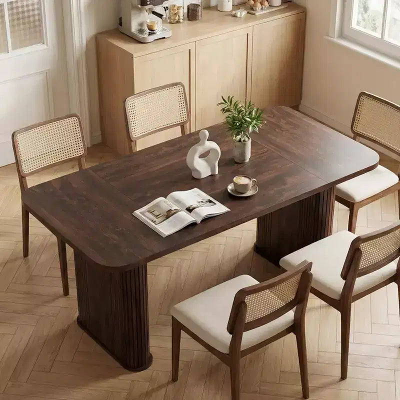 Table de salle à manger de 63 pouces pour 6 à 8 personnes, table de cuisine de style campagnard avec grand plateau, table rectangulaire pour la salle à manger, le salon ou la cuisine