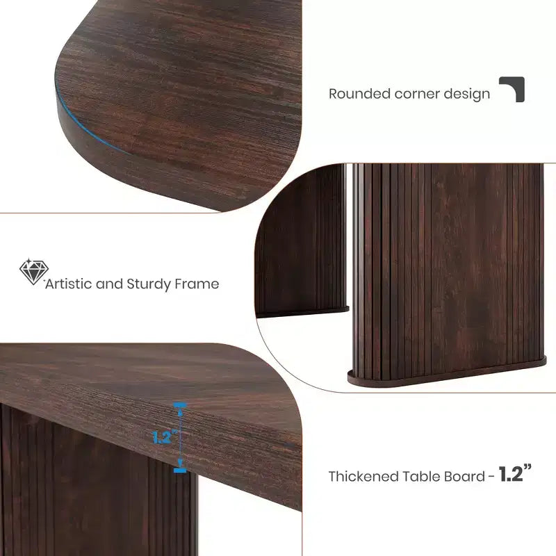 Table de salle à manger de 63 pouces pour 6 à 8 personnes, table de cuisine de style campagnard avec grand plateau, table rectangulaire pour la salle à manger, le salon ou la cuisine