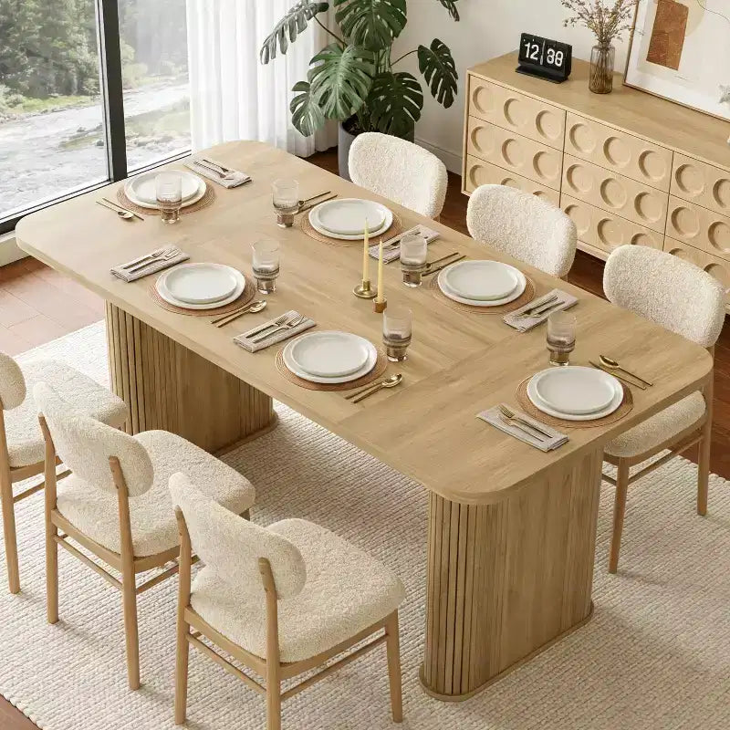 Esstisch, 63 Zoll, für 6-8 Personen, Küchentisch im Landhausstil mit großer Tischplatte, rechteckiger Esstisch fürs Esszimmer, Wohnzimmer und die Küche