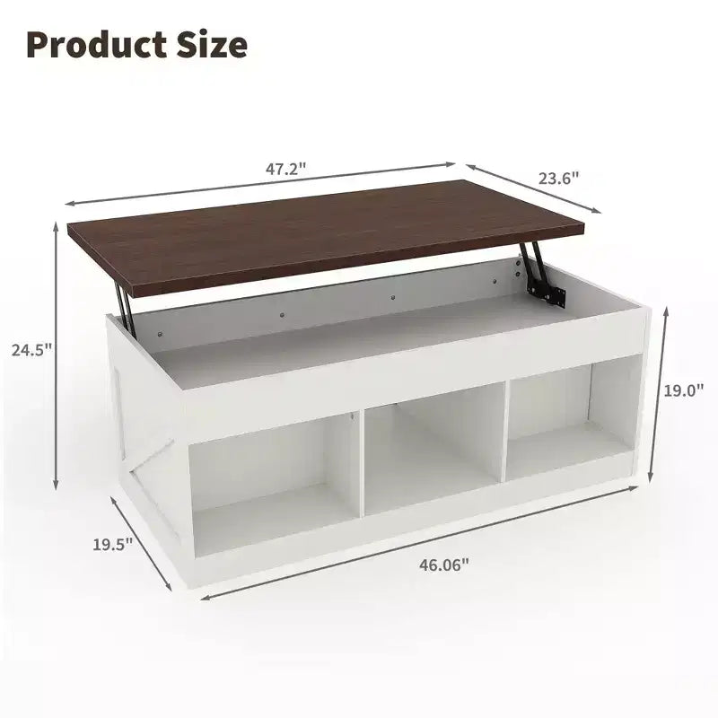 Mesa de centro elevable con almacenamiento oculto, mesa decorativa de estilo rústico para la sala de estar