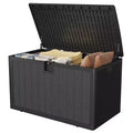 130 Gallon Deck Box, Waterproof Resin Outdoor Storage with Lockable Lid, for Patio Cushions, Garden Tools &amp; Pool Accessories, Black