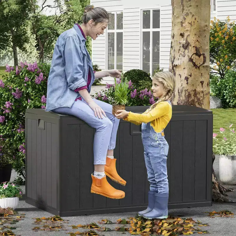 Coffre de terrasse de 130 gallons, rangement extérieur étanche en résine avec couvercle verrouillable, pour coussins de terrasse, outils de jardin et accessoires de piscine, noir