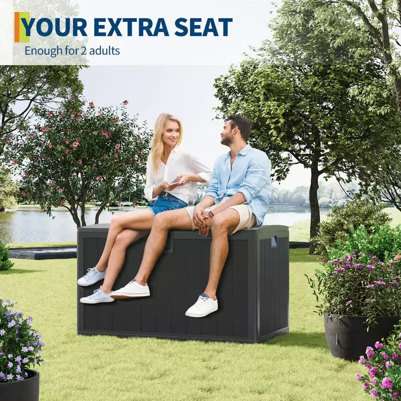 Coffre de terrasse de 130 gallons, rangement extérieur étanche en résine avec couvercle verrouillable, pour coussins de terrasse, outils de jardin et accessoires de piscine, noir