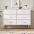 Commode moderne en bois à 6 tiroirs avec poignées dorées pour la chambre et le salon