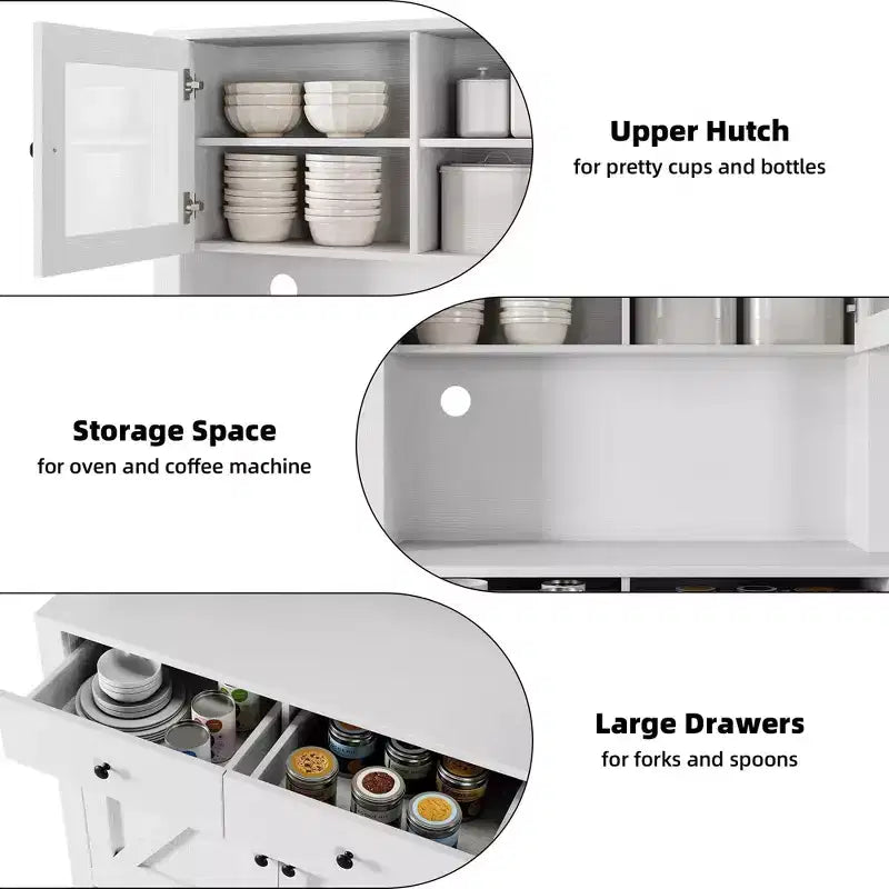 Alacena de cocina moderna, solución independiente de almacenamiento para alimentos, platos y artículos básicos, ideal para organizar el comedor, diseño contemporáneo