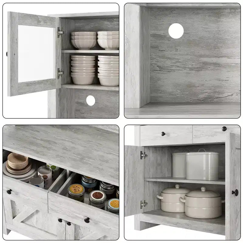 Alacena de cocina moderna, solución independiente de almacenamiento para alimentos, platos y artículos básicos, ideal para organizar el comedor, diseño contemporáneo
