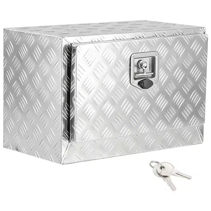 Coffre à outils sous le châssis du camion, en aluminium à plaque diamantée, verrouillable et étanche, avec loquet à poignée en T