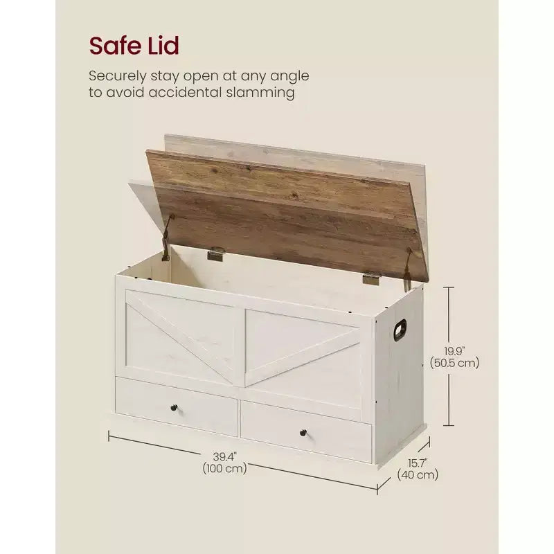 Aufbewahrungstruhe, Sitzbank mit 2 Stoffschubladen im Landhausstil, 15.7 x 39.4 x 19.9 Inches