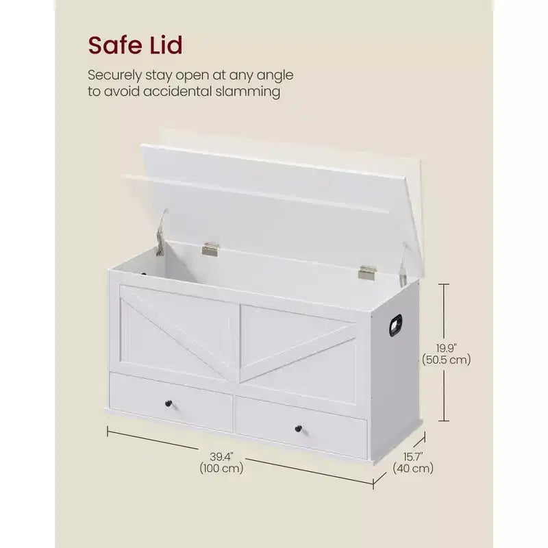 Aufbewahrungstruhe, Sitzbank mit 2 Stoffschubladen im Landhausstil, 15.7 x 39.4 x 19.9 Inches